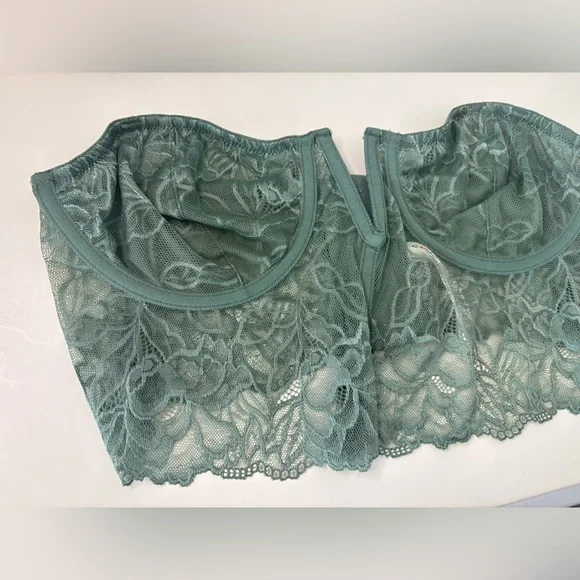 ANTHROPOLOGIE NWT TEIL GREEN LACE STRAPLESS ADJUSTABLE CORSET BRALETTE SZ XL - Picture 5 of 9
